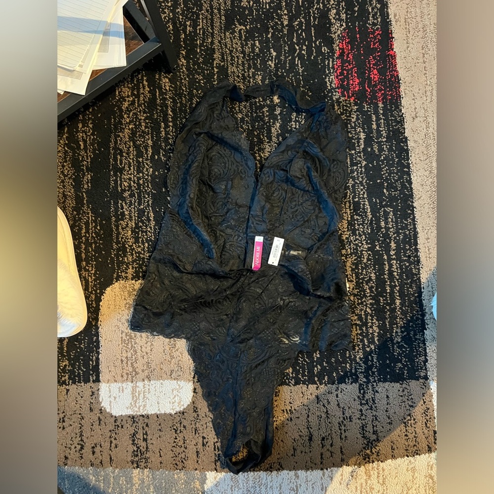 3X Black Lace Bodysuit
